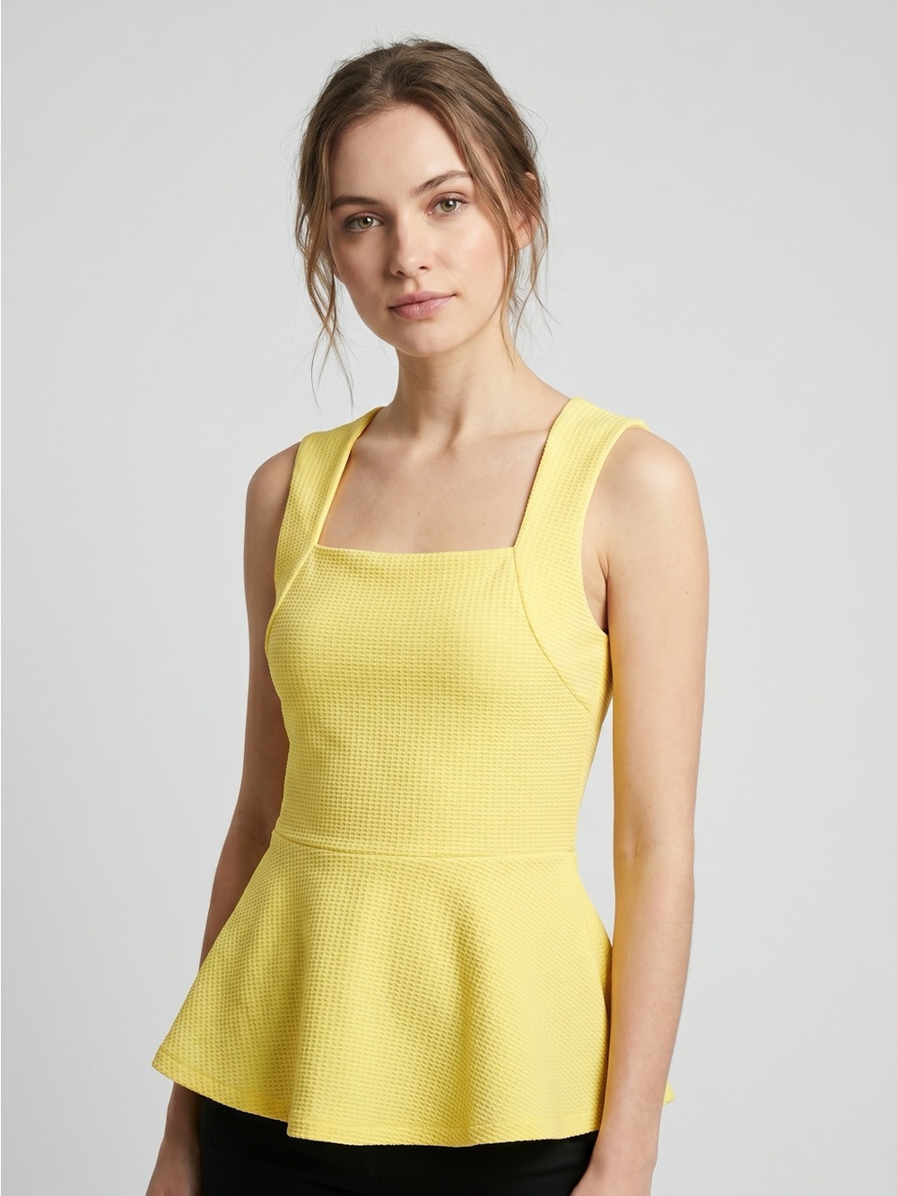 Forever 21 Yellow Strapless Peplum Dress